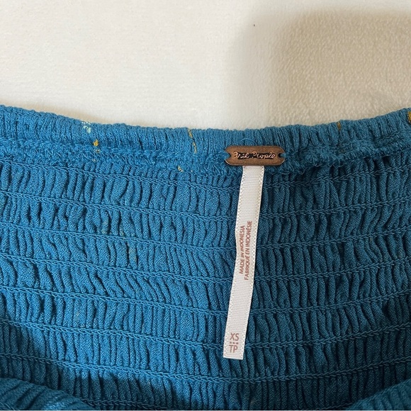 FREE PEOPLE Lana Smocked Tunic Mermaid Combo Color Size X-Small Boho - Picture 7 of 11